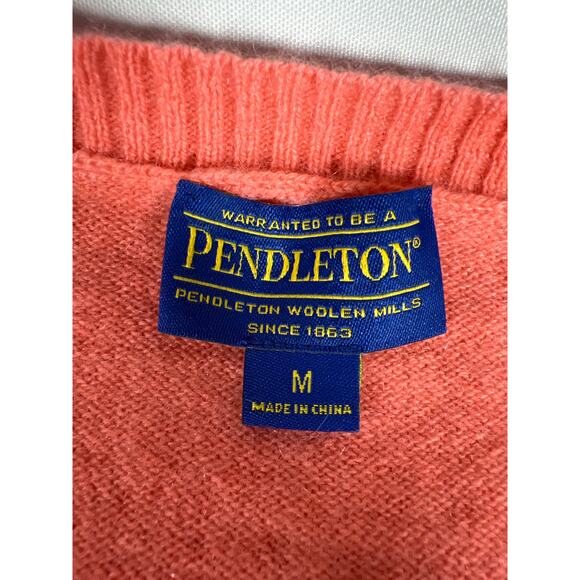 Pendleton Woman's Pink Salmon 100% Soft Cashmere knit Pullover Sweater Size: M - Picture 7 of 10